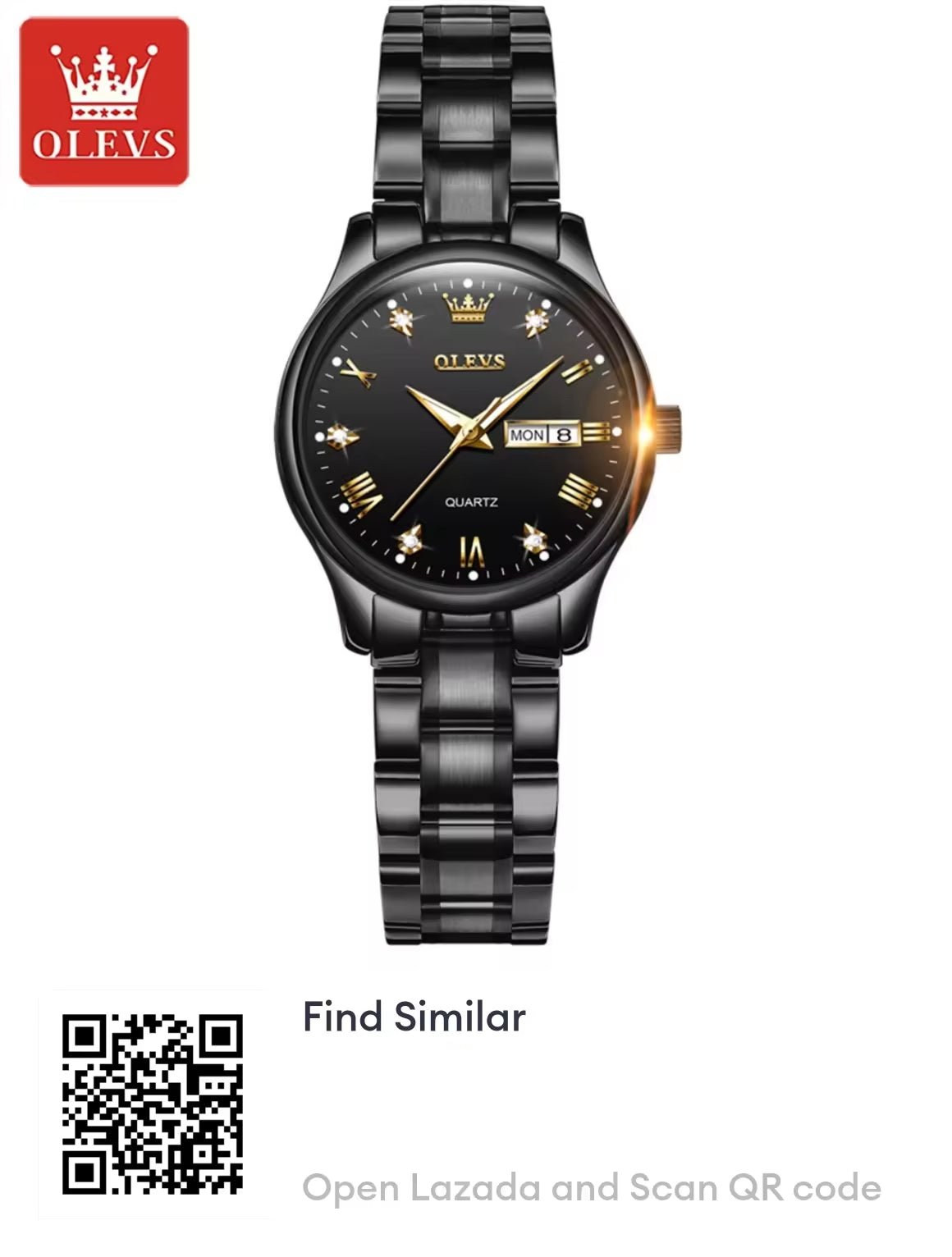 OLEVS watch for women Original Korean style waterproof luxury luminous diamond stainless steel quartz watch