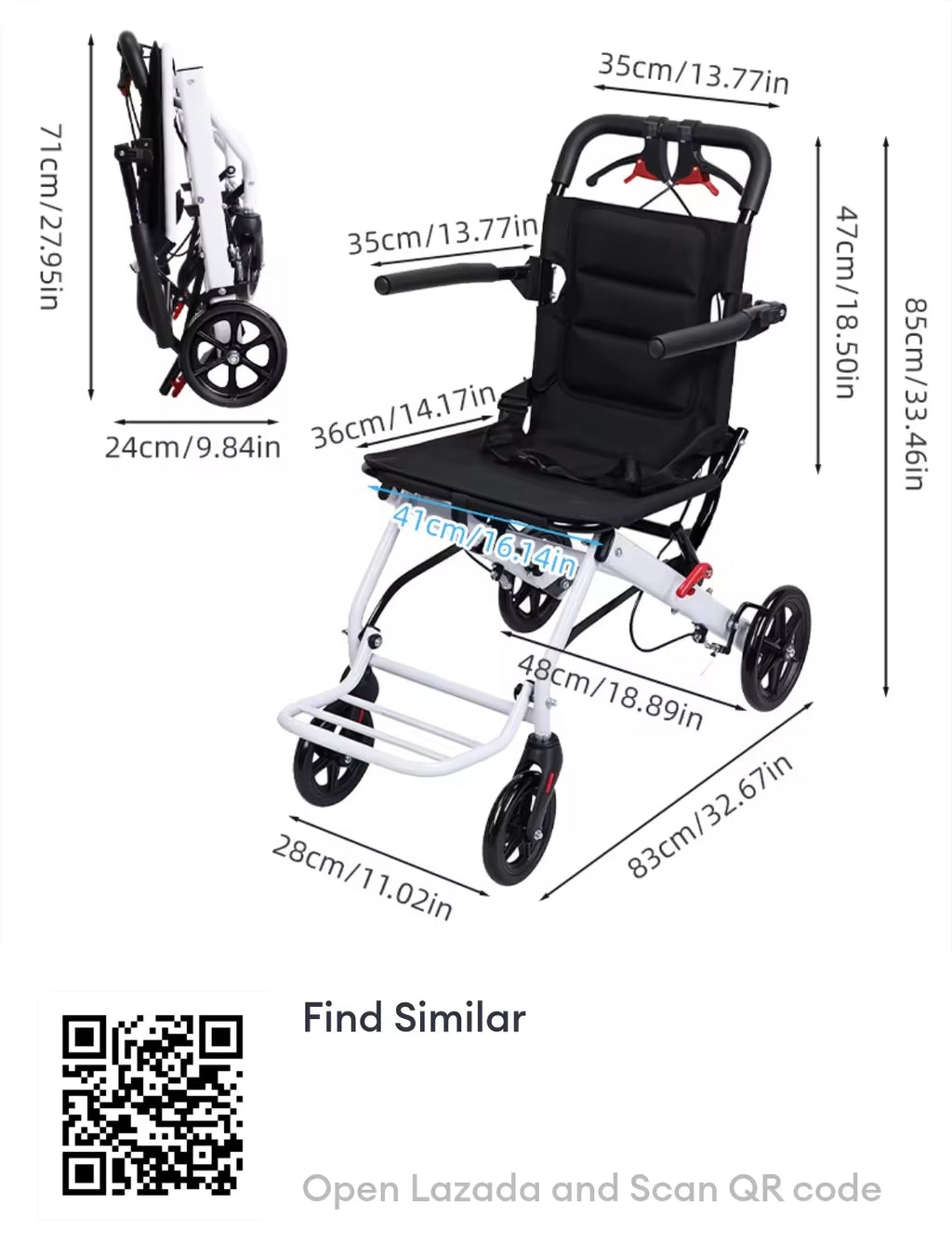 Ultra-light 6.2kg aluminum alloy folding wheelchair portable and can be taken on the plane white elderly disabled travel scooter