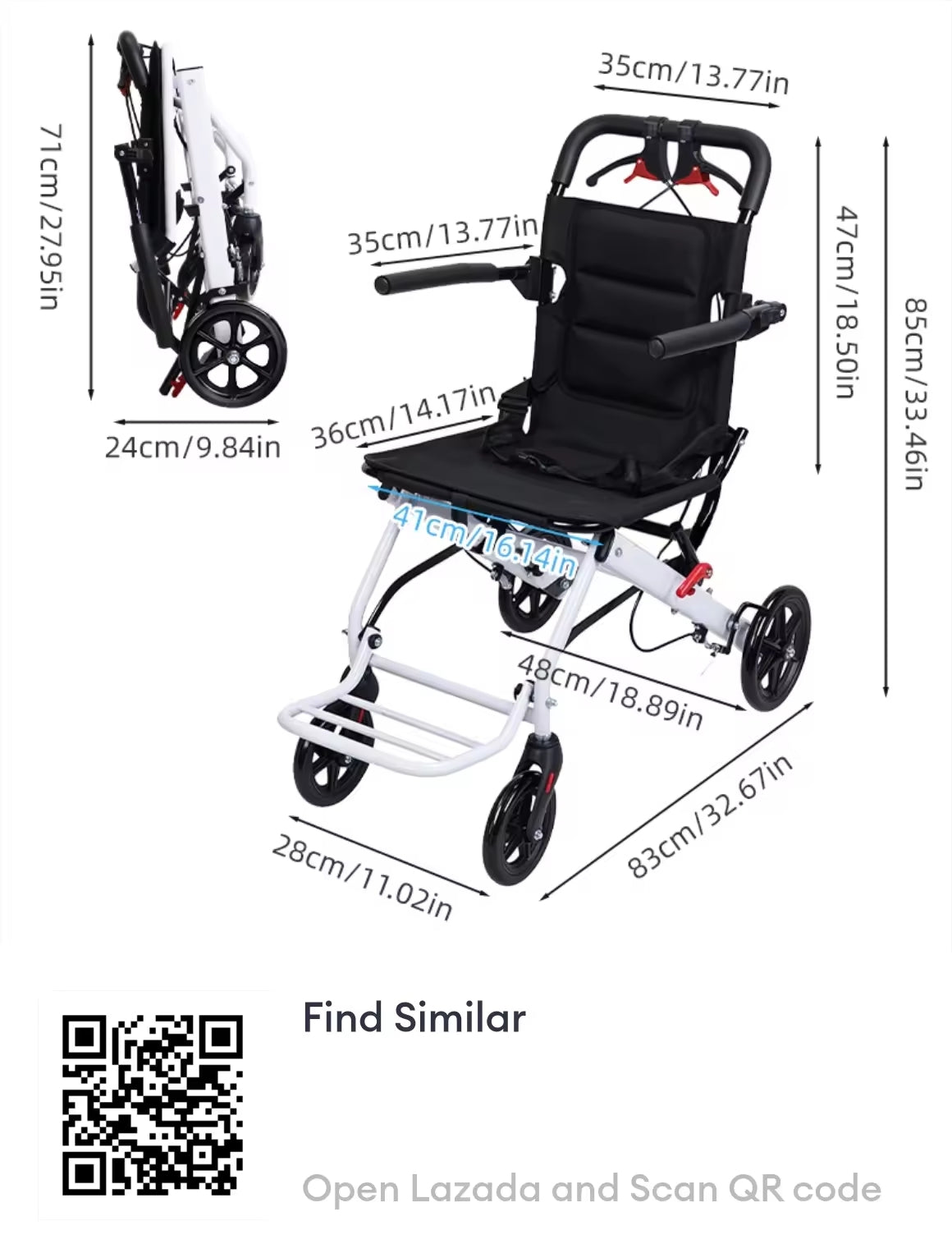 Ultra-light 6.2kg aluminum alloy folding wheelchair portable and can be taken on the plane white elderly disabled travel scooter