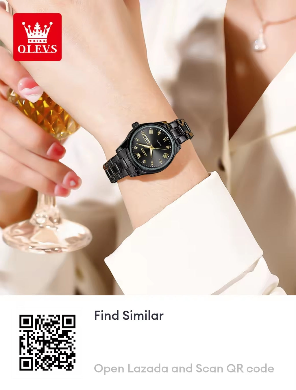 OLEVS watch for women Original Korean style waterproof luxury luminous diamond stainless steel quartz watch