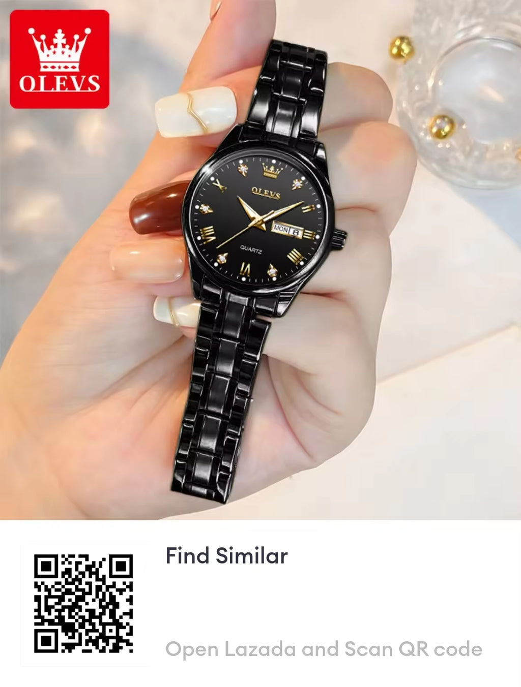 OLEVS watch for women Original Korean style waterproof luxury luminous diamond stainless steel quartz watch