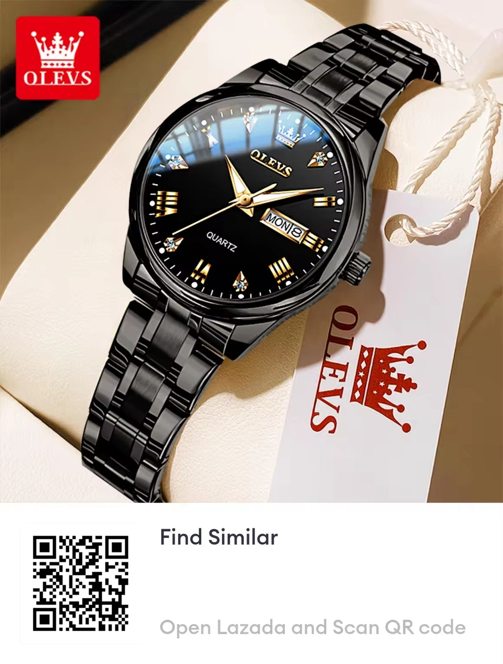 OLEVS watch for women Original Korean style waterproof luxury luminous diamond stainless steel quartz watch